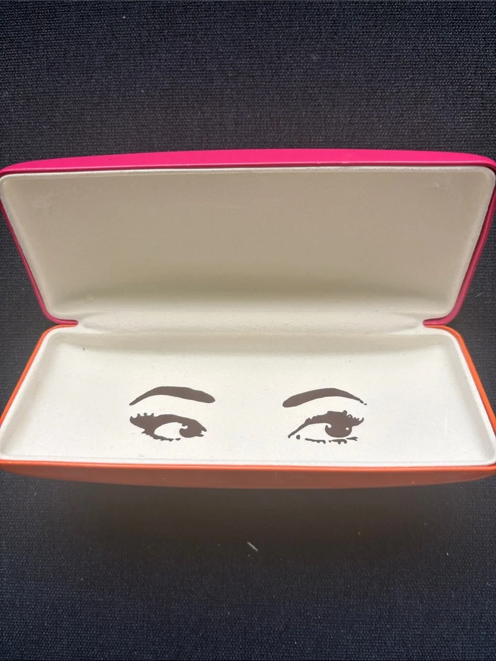 kate spade glossy hot pink eyeglass case with gold logo